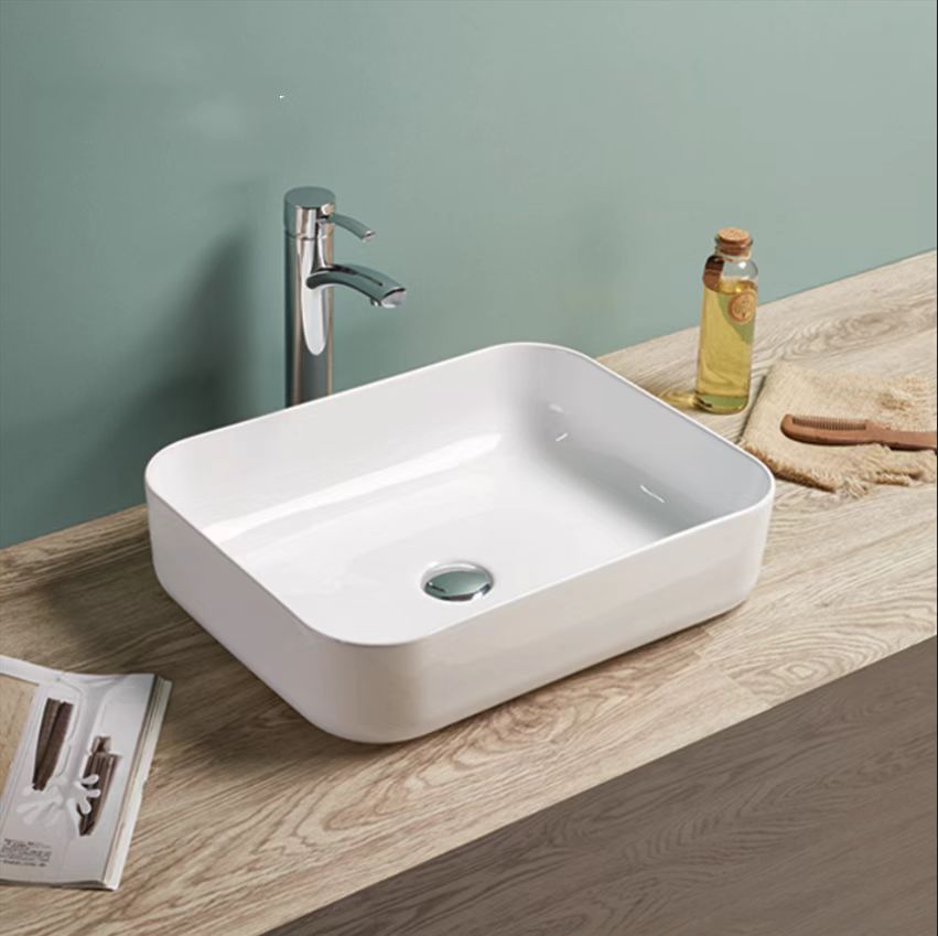 PA5039 Jasper Gloss White Rectangular Above Counter Basin