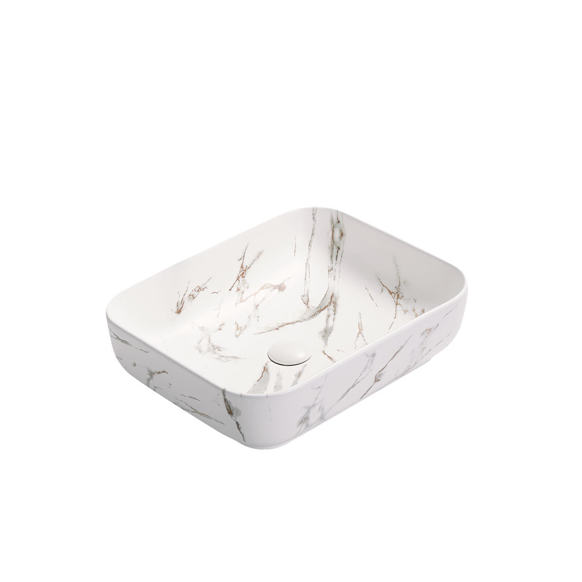 PA5039M2 Art Basins Matte White Carrara with Gold Vein Rectangular Above Counter Basin