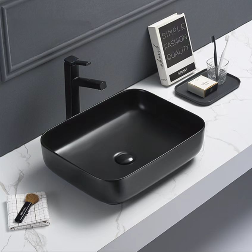 PA5039MB Jasper Matte Black Rectangular Above Counter Basin