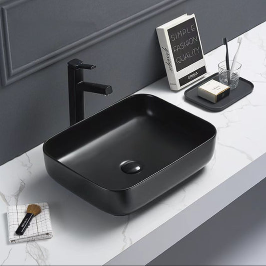 PA5039MB Jasper Matte Black Rectangular Above Counter Basin