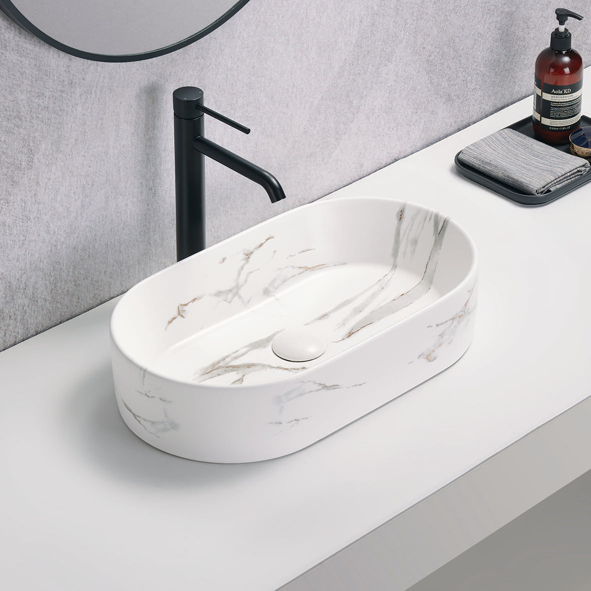 PA5230CRA Carrara White Carrara Oval Above Counter Basin