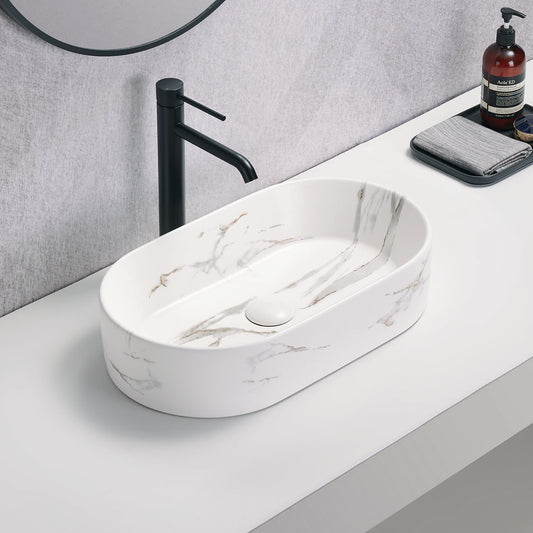 PA5230CRA Carrara White Carrara Oval Above Counter Basin