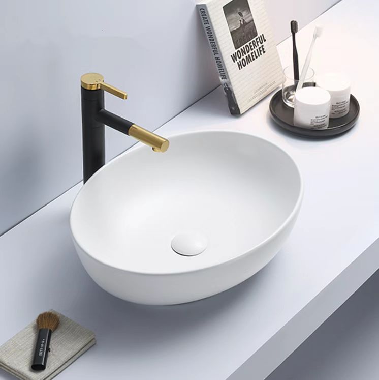 PA5239MW Oria Matte White Oval Above Counter Basin