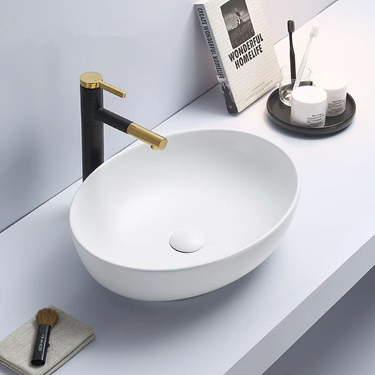 PA5239MW Oria Matte White Oval Above Counter Basin