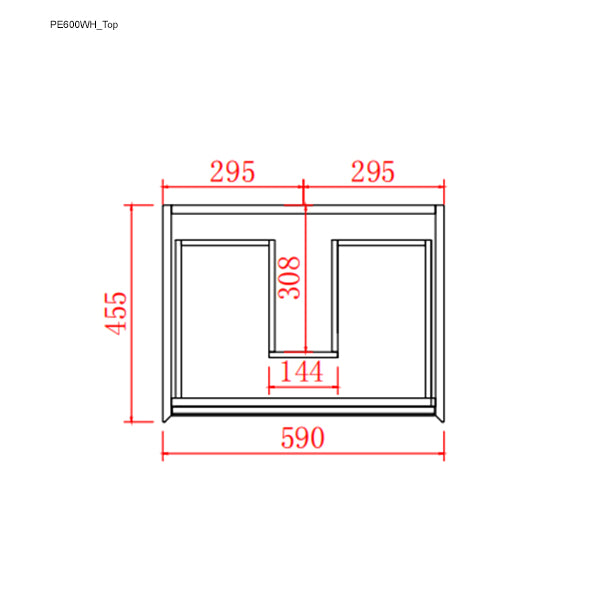 PE600WH Petra Matte White, Black Rectangular Wall Mounted Vanity