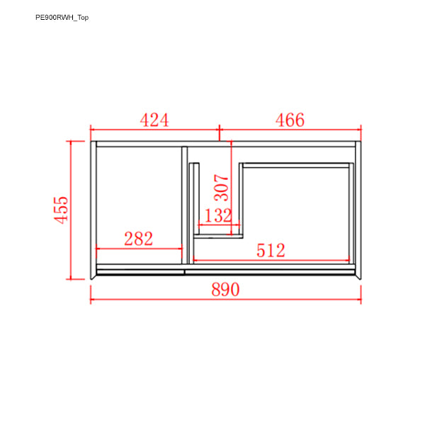 PE900RWH Petra Matte White and Black Rectangular Wall hung Vanity