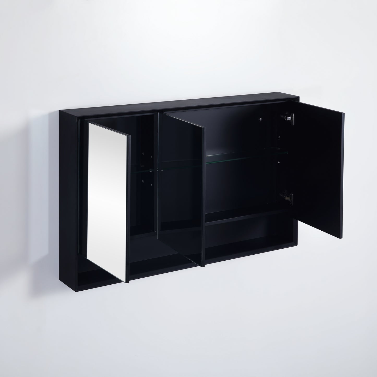PESV1200 Petra Matte Black Rectangular Wall Mounted Shaving Cabinet