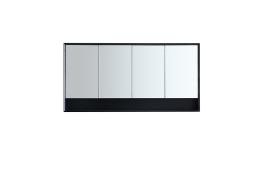 PESV1500 Petra Matte Black Rectangular Wall Mounted Shaving Cabinet