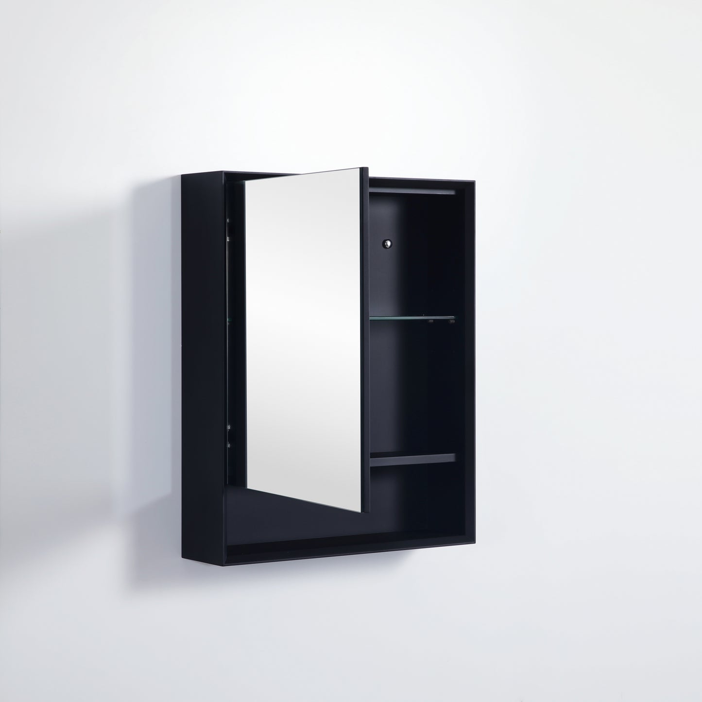 PESV600 Petra Matte Black Rectangular Wall Mounted Shaving Cabinet