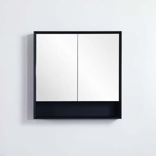 PESV750 Petra Matte Black Rectangular Wall Mounted Shaving Cabinet