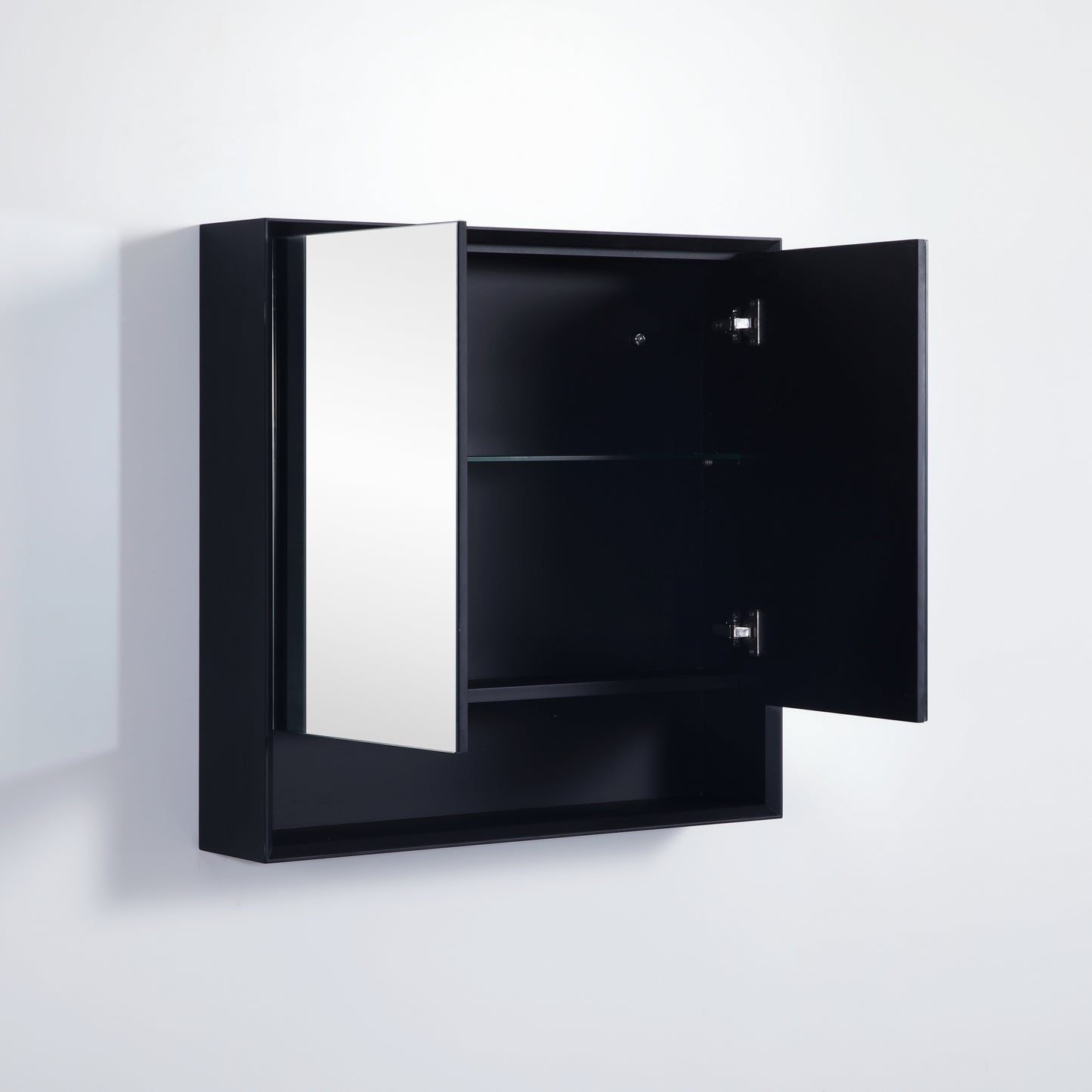 PESV750 Petra Matte Black Rectangular Wall Mounted Shaving Cabinet
