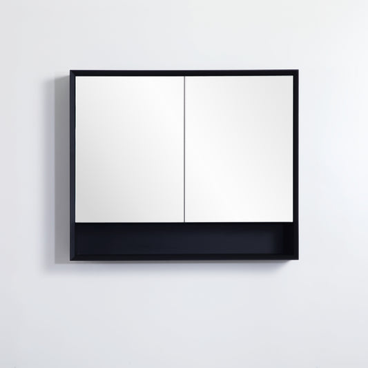 PESV900 Petra Matte Black Rectangular Wall Mounted Shaving Cabinet