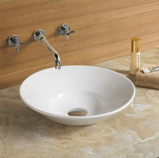 PIS4141R Gloss White Round Semi Recess, Insert Basin