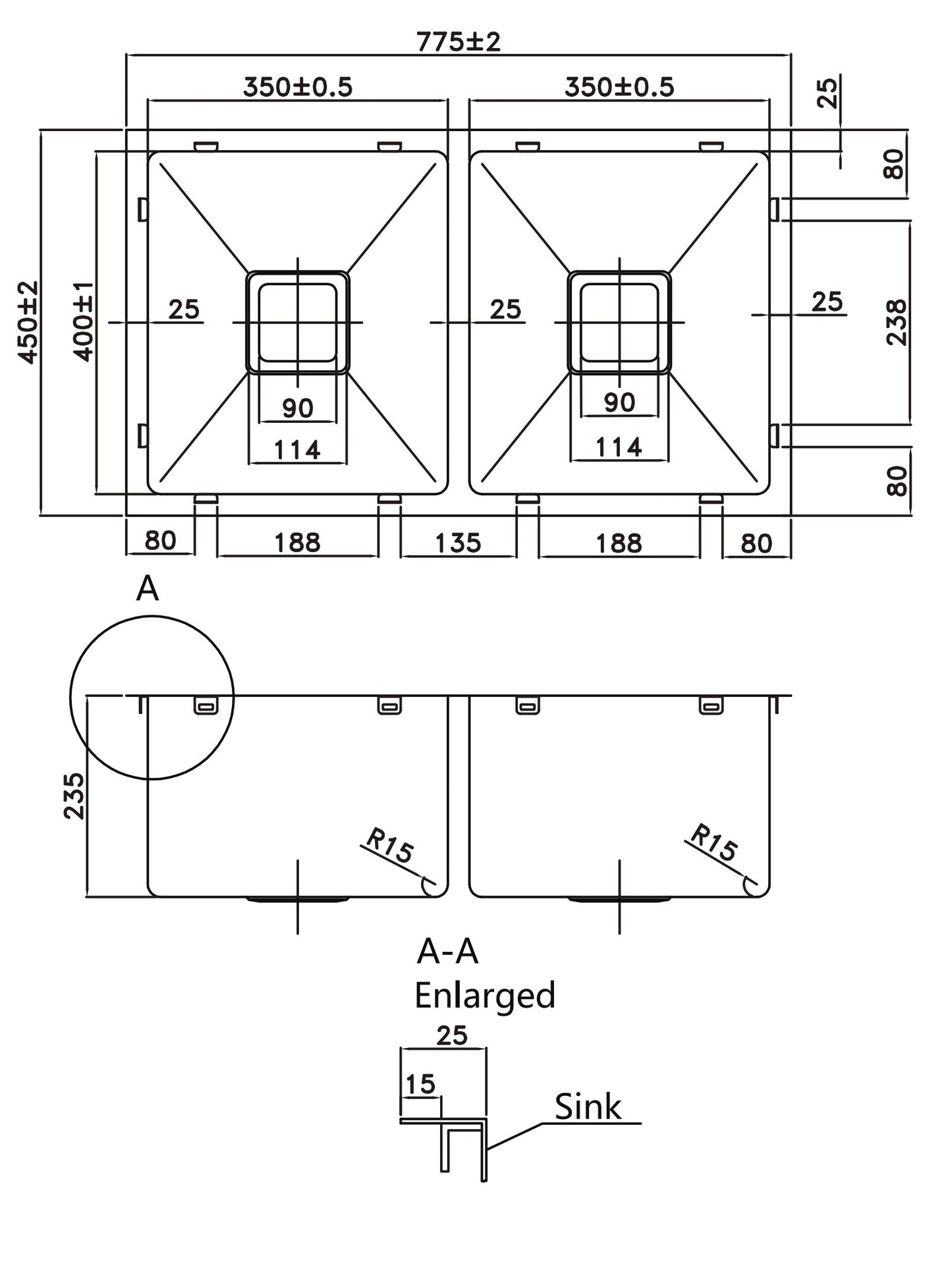 PKS-775DS Rectangular Sink