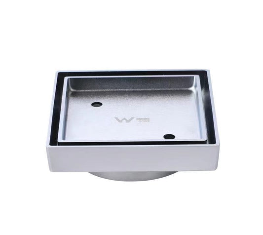 PSF02-80 Chrome Chrome Square Floor-mounted Floor Waste