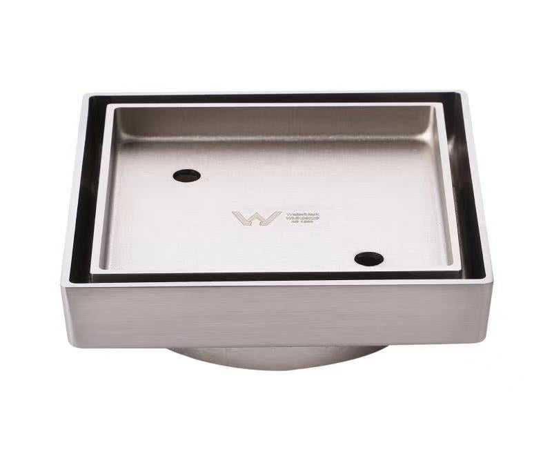 PSF02S-90-BN Brushed Nickel Nickel Square Floor Waste