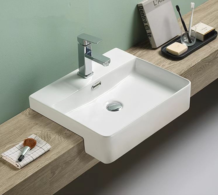 PSR5042 Gloss White Rectangular Semi-recessed Basin