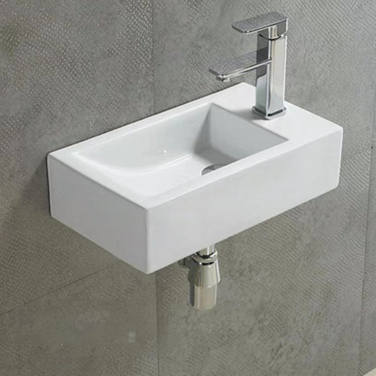 PW5025L Gloss White Rectangular Wall hung Basin