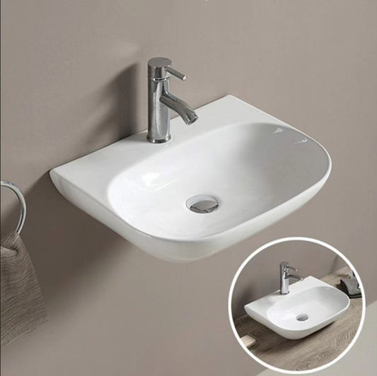 PW5038 Gloss White Oval Wall hung Basin
