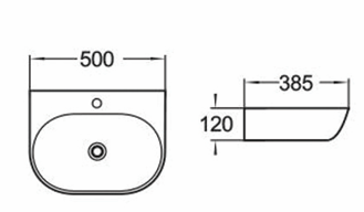 PW5038 Gloss White Oval Wall hung Basin