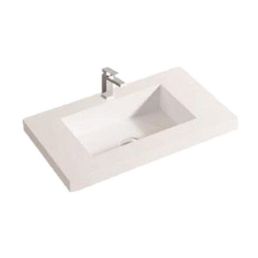 Poly6037B Poly Top Gloss White Rectangular Top Mount Vanity Top