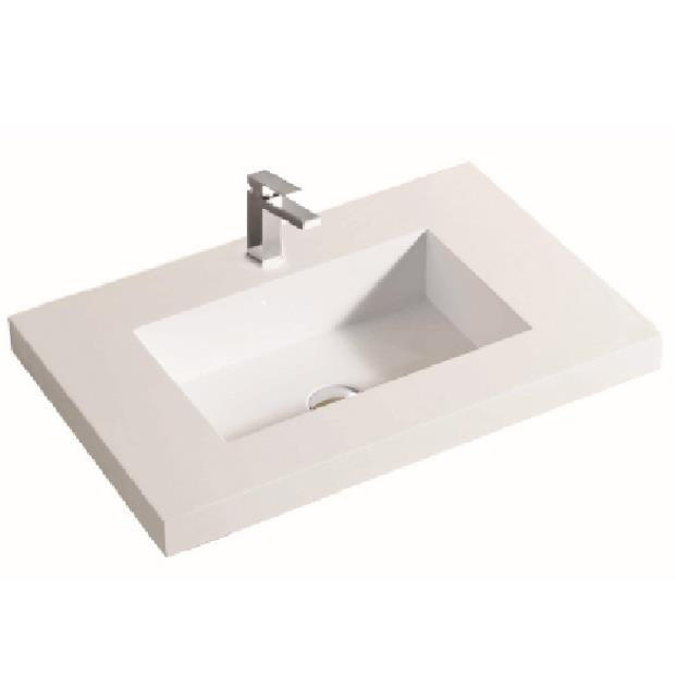 Poly6046B White Rectangular Top Mount Vanity Top
