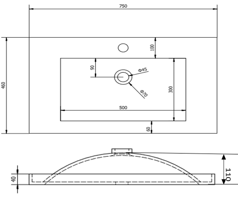 Poly7546B White Vanity Top