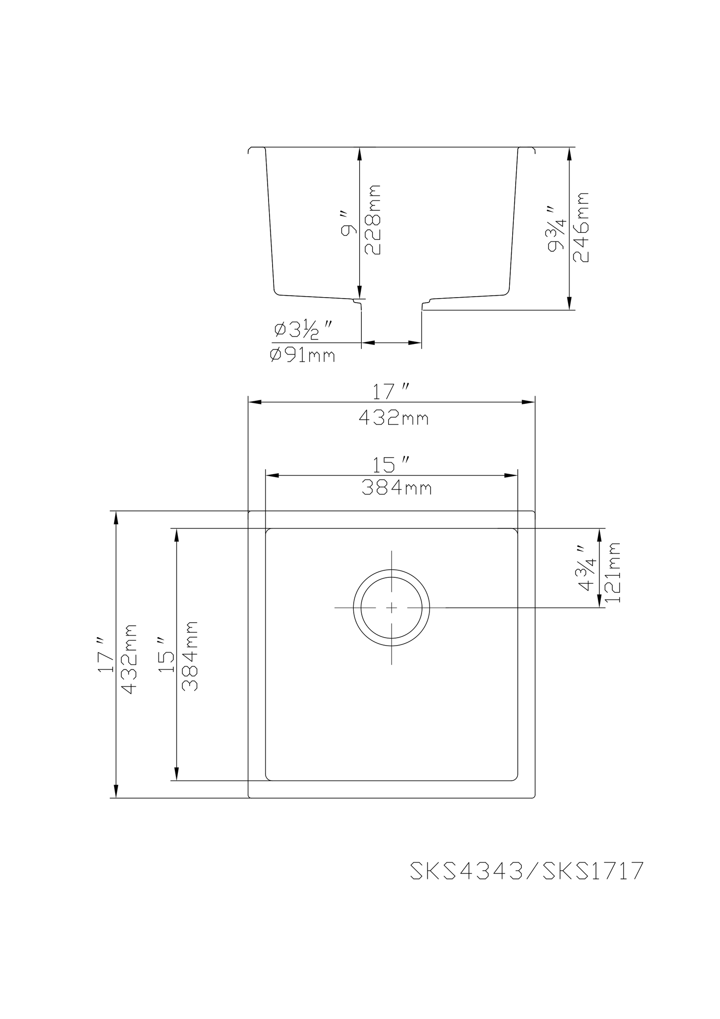 QKS4343-MW Matte White Square Top/Undermount Sink