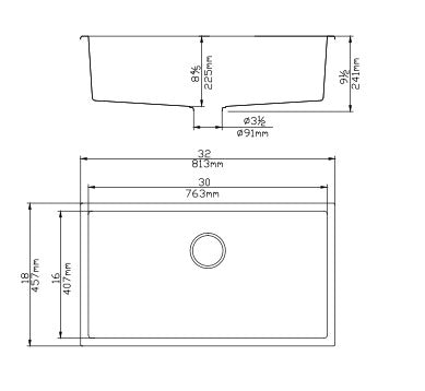 QKS8145-MB Matte Black Rectangular Undermount Sink