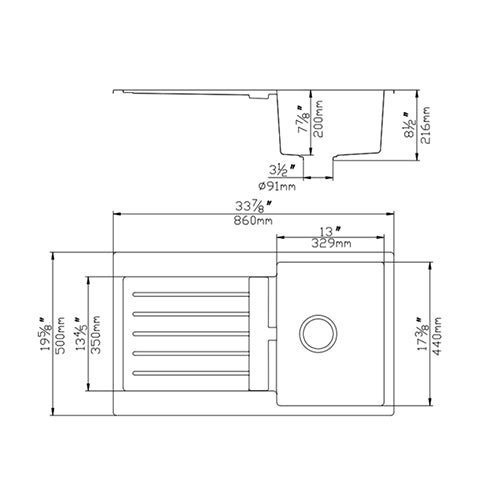 QKS8650SD-MB Matte Black Rectangular Top/Undermount Sink