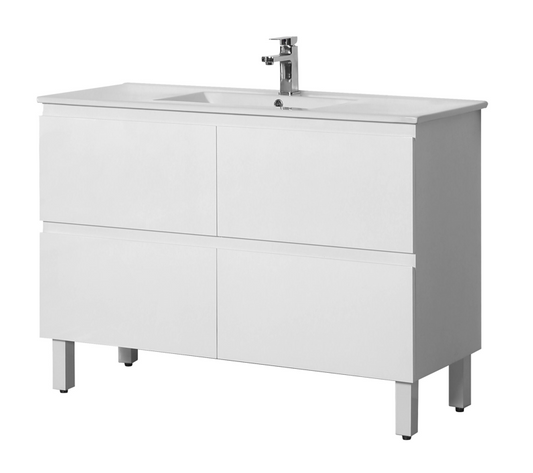 RIVA1200L Riva Gloss White Rectangular Free Standing Vanity