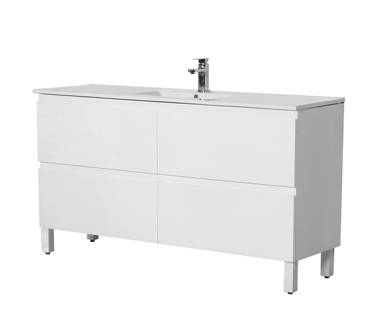 RIVA1500L Riva Gloss White Rectangular Free Standing Vanity
