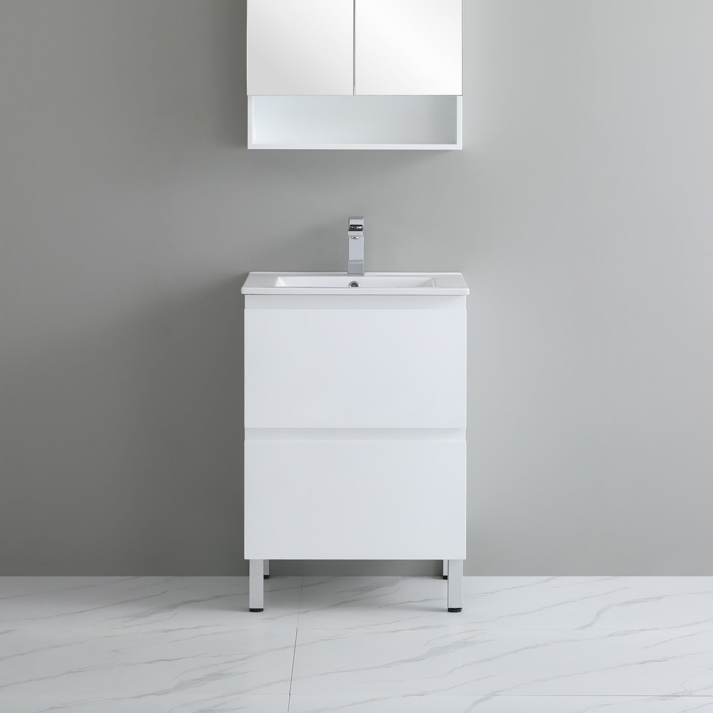 RIVA600L Riva Gloss White Free Standing Vanity