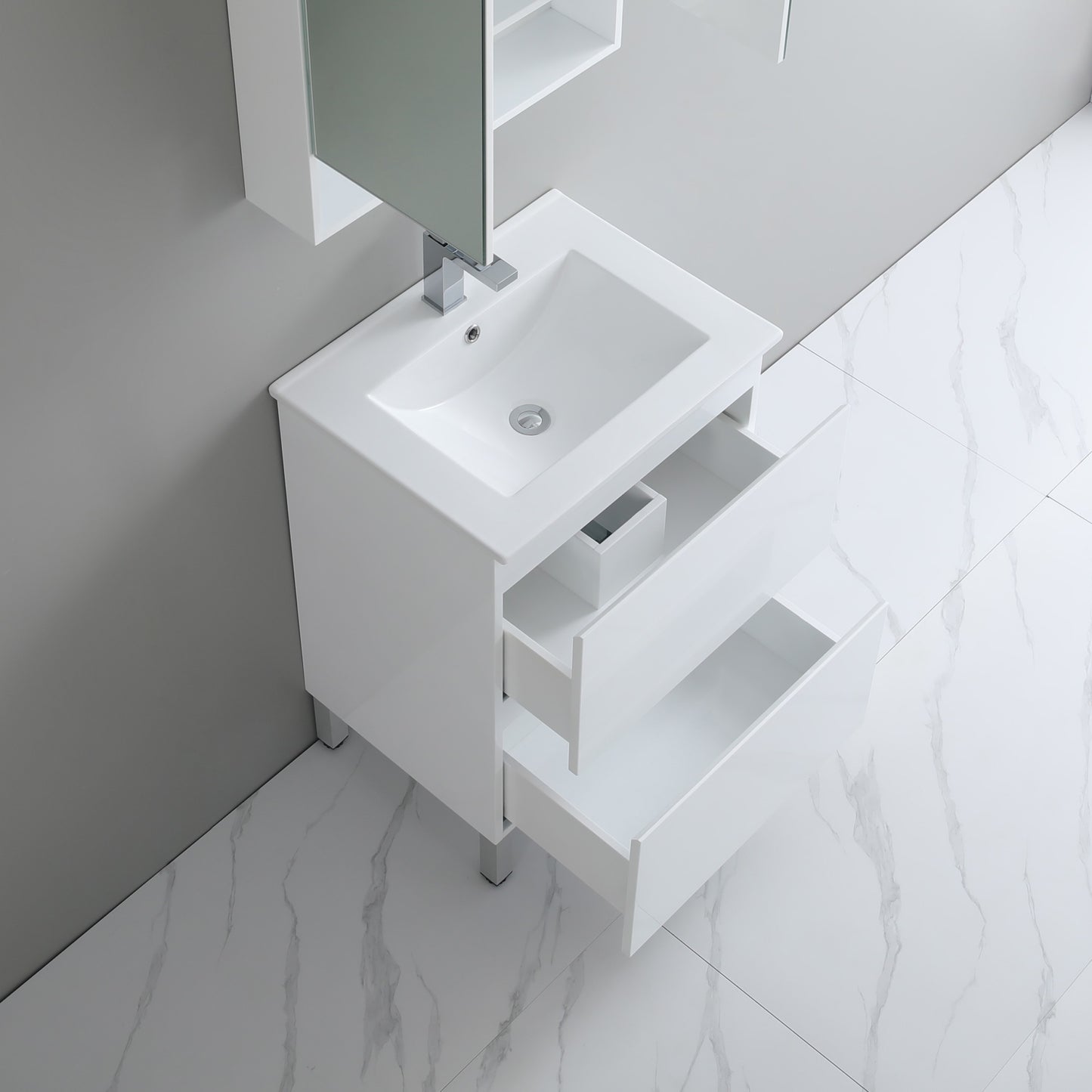 RIVA600L Riva Gloss White Free Standing Vanity