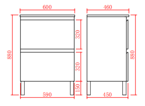 RIVA600L Riva Gloss White Free Standing Vanity