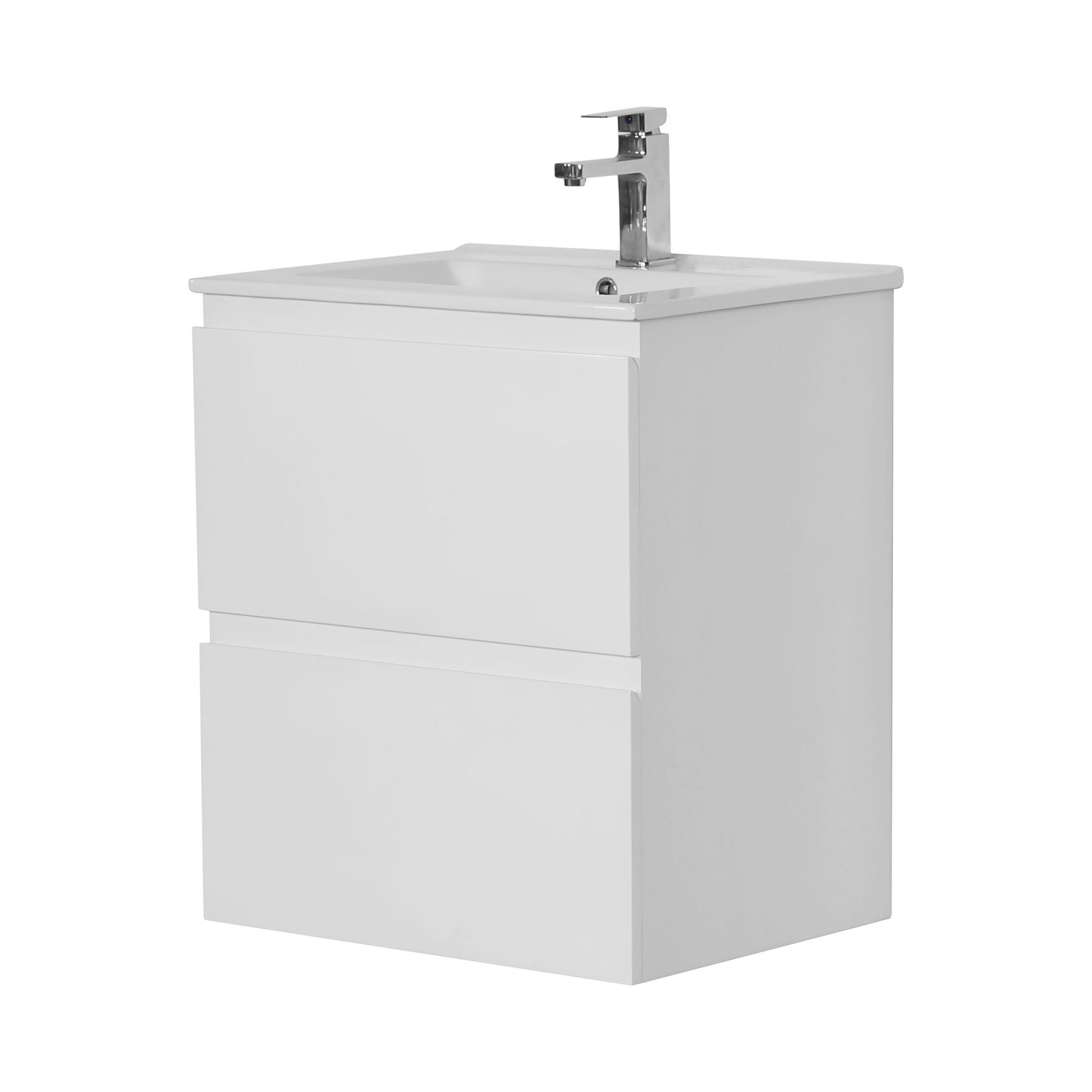 RIVA600W Riva Gloss White Rectangular Wall hung Vanity