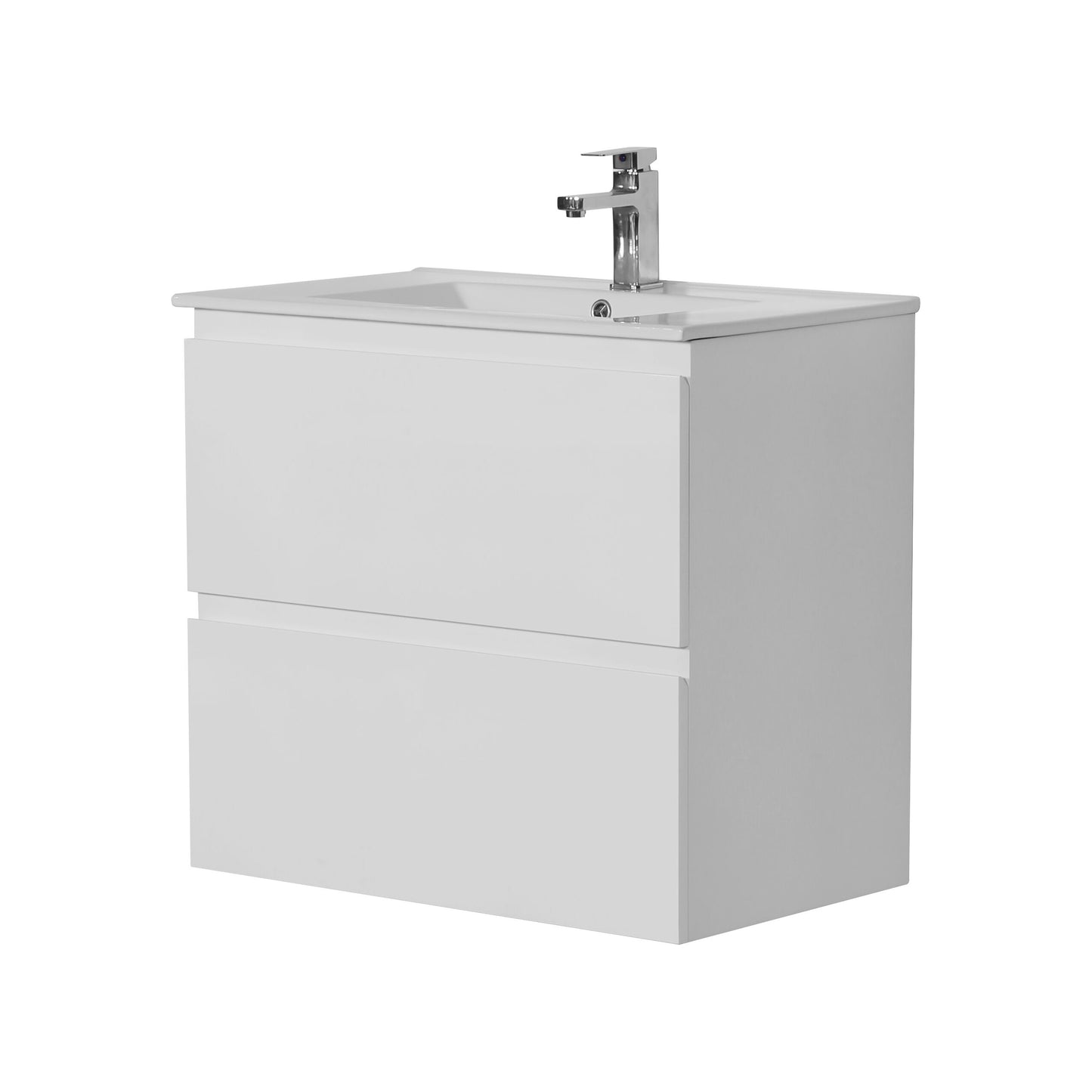 RIVA750W Riva Gloss White Rectangular Wall hung Vanity