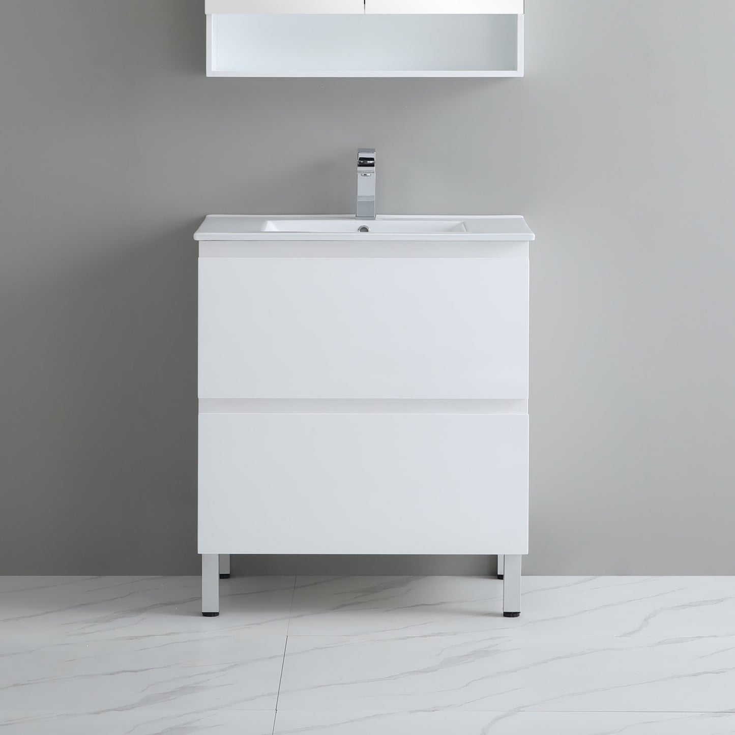 RIVA900L Riva Gloss White Rectangular Free Standing Vanity
