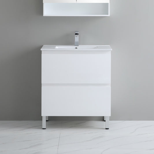 RIVA900L Riva Gloss White Rectangular Free Standing Vanity