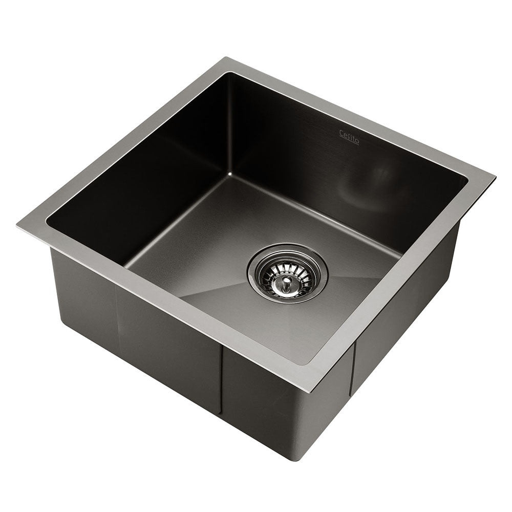 SINK-BLACK-4444 Nano-coated, Satin Black Square with R10 rounded corners Under Mount, Flush Mount, Drop In Kitchen Sink