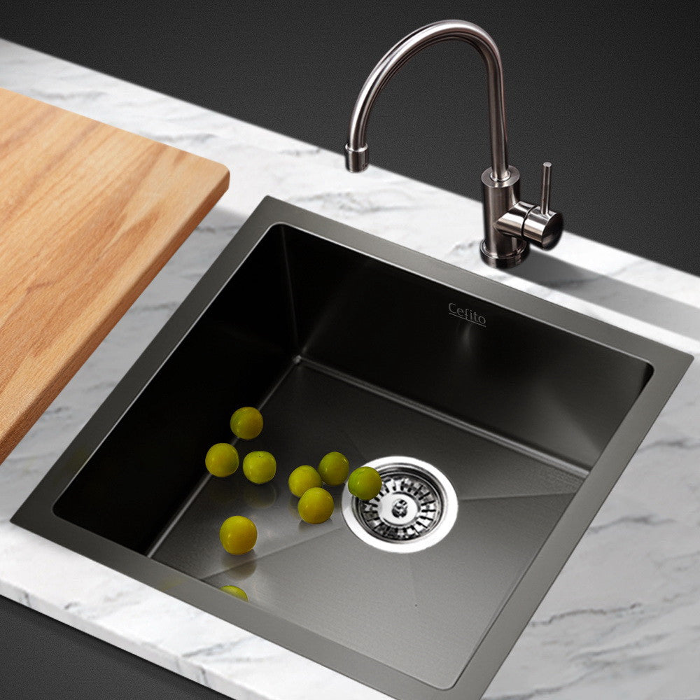 SINK-BLACK-4444 Nano-coated, Satin Black Square with R10 rounded corners Under Mount, Flush Mount, Drop In Kitchen Sink