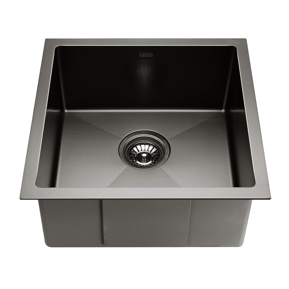 SINK-BLACK-4444 Nano-coated, Satin Black Square with R10 rounded corners Under Mount, Flush Mount, Drop In Kitchen Sink