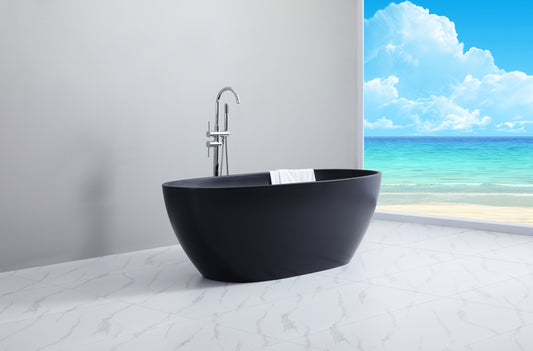 STBT1700MB Stella Matte Black Oval Free Standing Bathtub