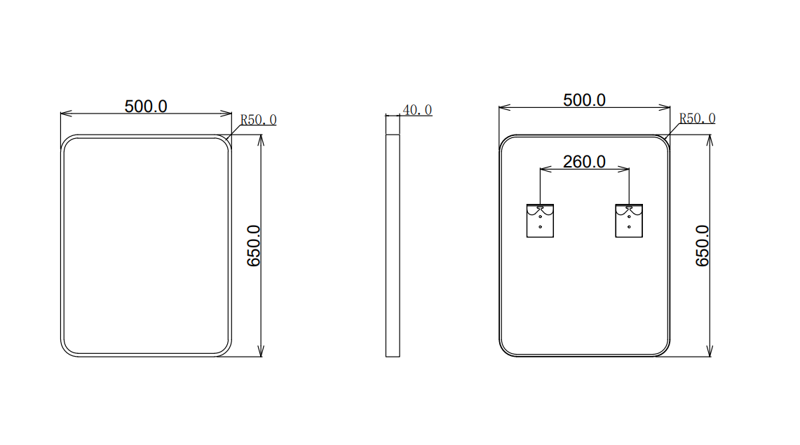 T-500MSB Matte Black Square Wall Mounted Mirror