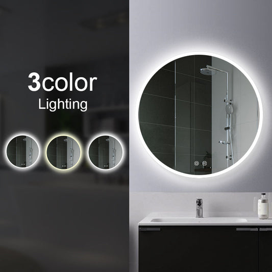 T-600LRM Matte Silver Round Wall Mounted Mirror