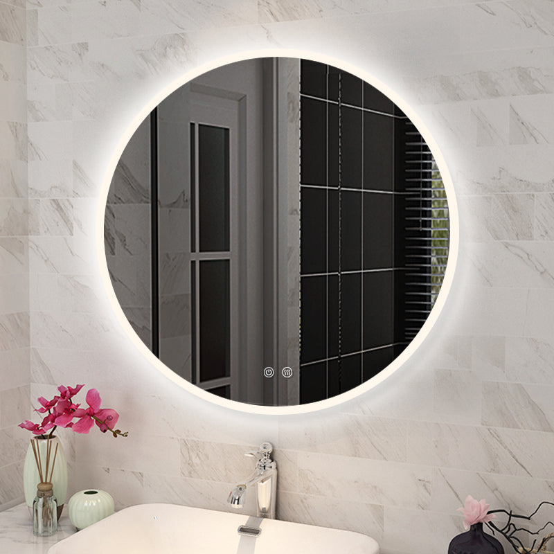 T-600LRM Matte Silver Round Wall Mounted Mirror