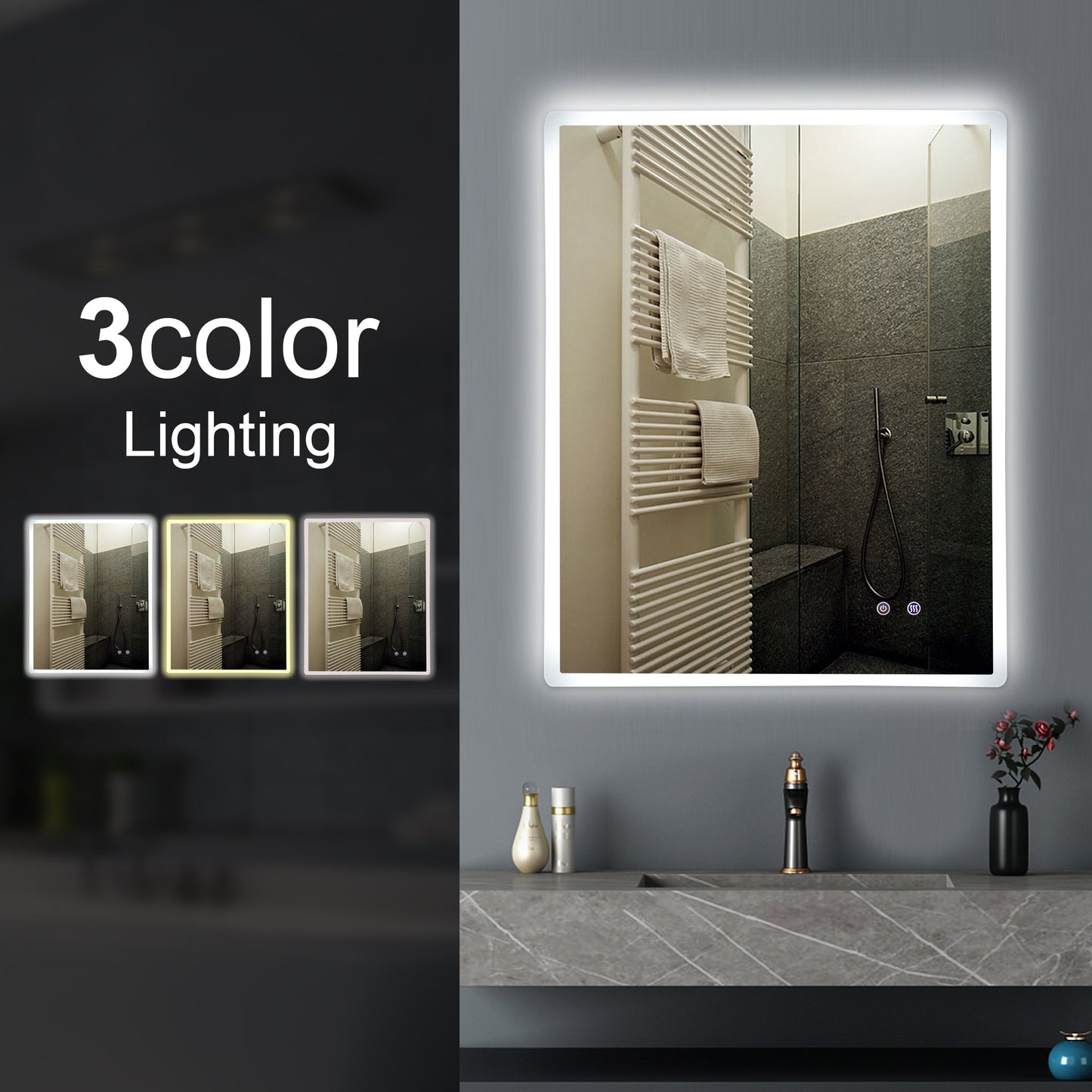 T-600LSM Matte Clear Rectangular Wall Mounted Mirror