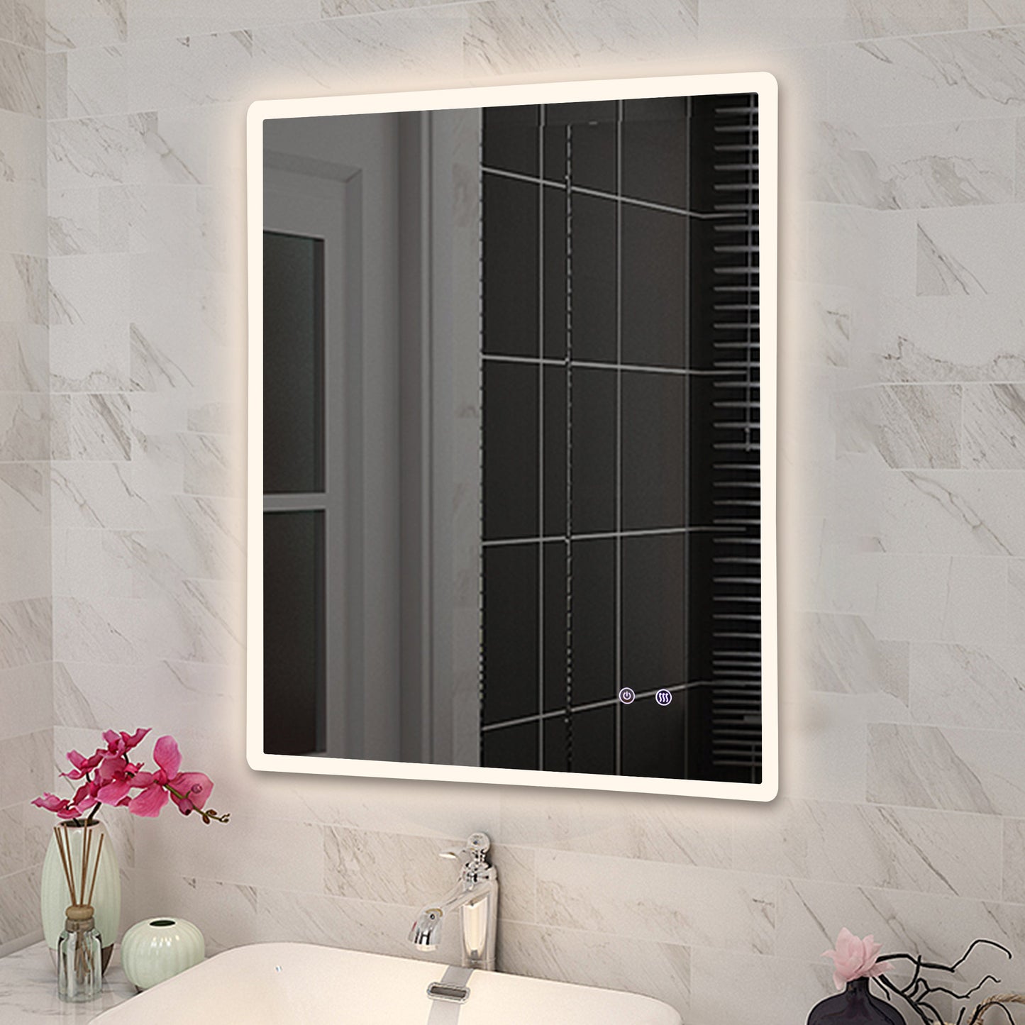T-600LSM Matte Clear Rectangular Wall Mounted Mirror