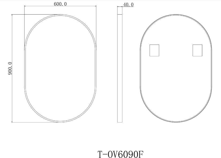 T-6090F Matte Black Oval Wall Mounted Mirror