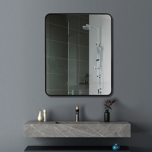 T-650MSB Matte Black Square Wall Mounted Mirror